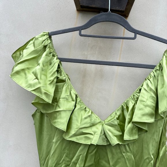 Cinq À Sept Petunia Silk Cocktail Mini Dress Prickly Pear Ruffle Trim Sz 6 - Picture 11 of 11